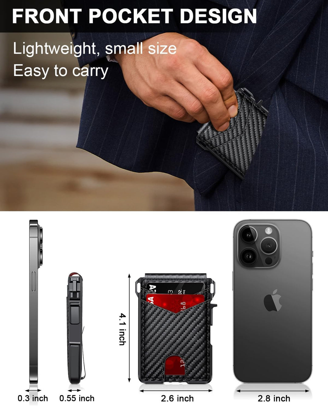 Cartera para hombres, cartera minimalista para hombres de 9-13 tarj...