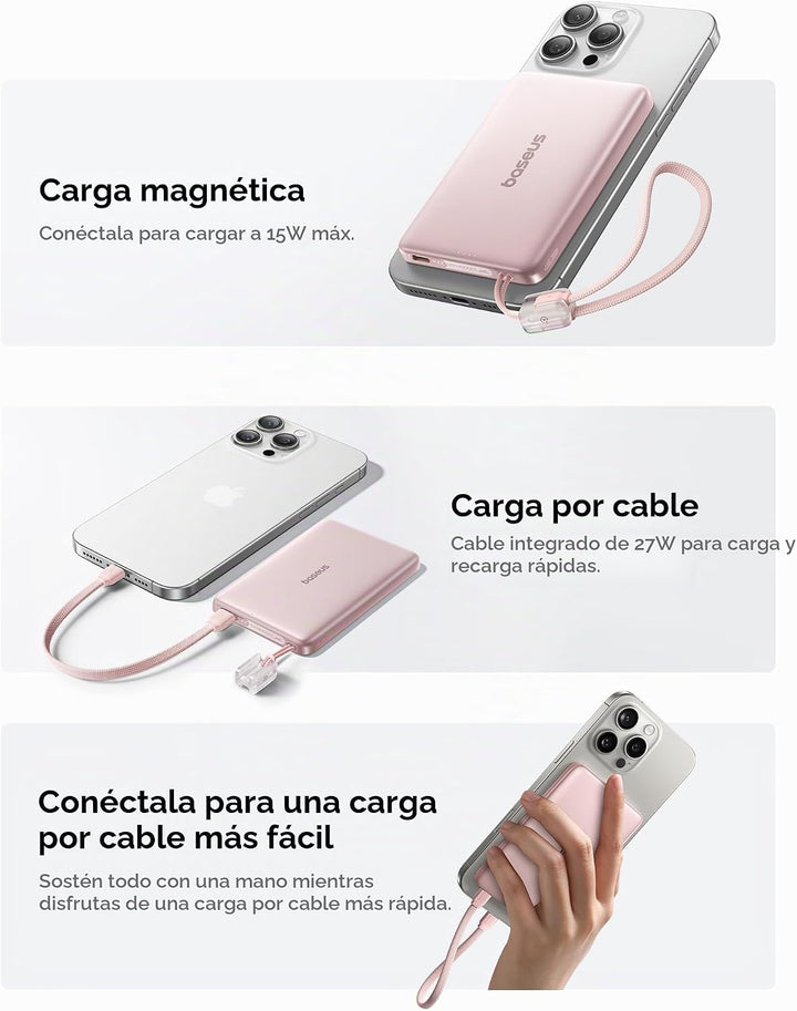 Baseus Picogo Qi2 - Cargador portátil Magsafe de 15 W, cargador por...