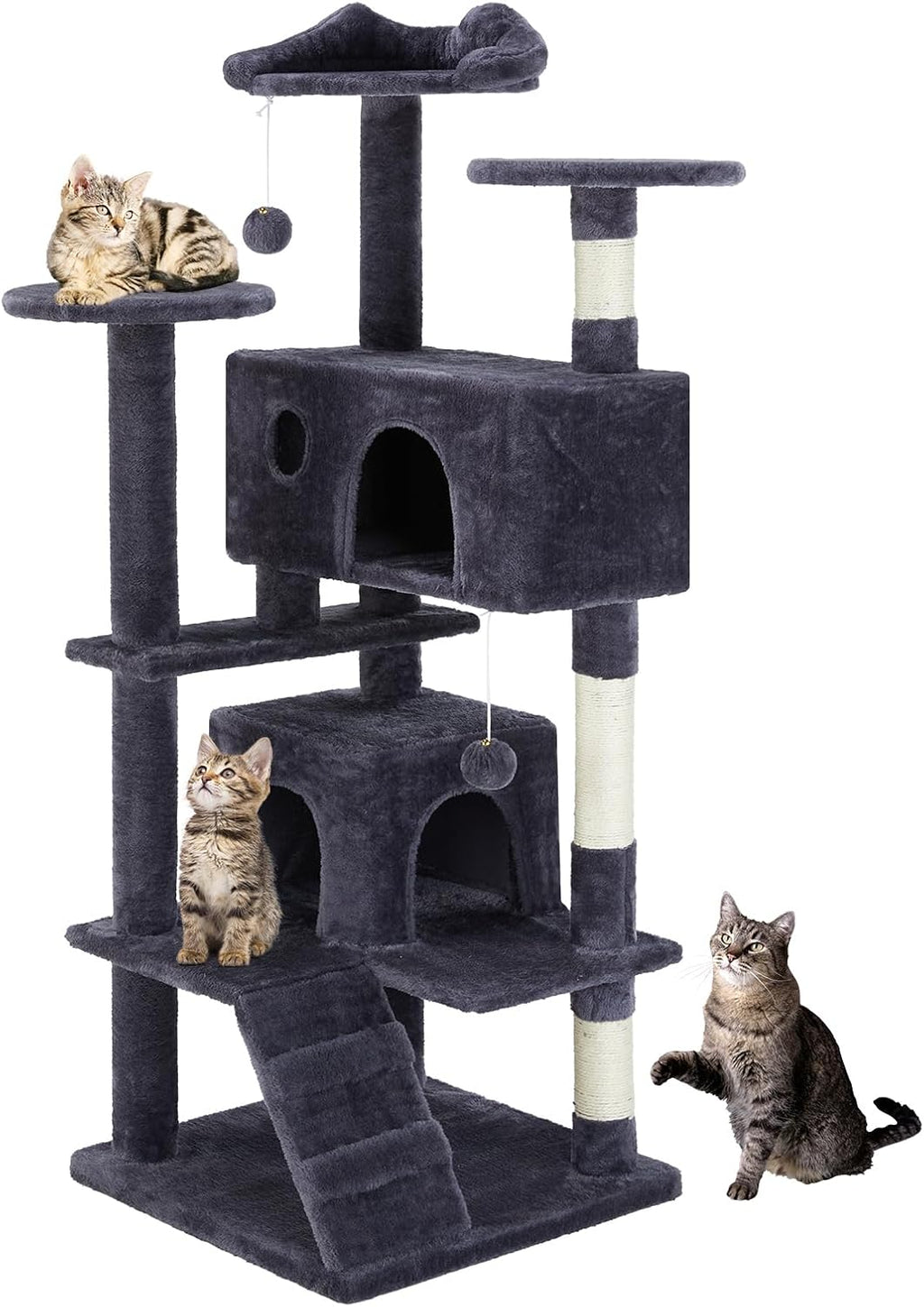 Torre de árbol para gatos de 54 pulgadas con postes rascadores de