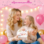 Juego de juguetes de maquillaje de madera para niñas, kit de maquillaje para niños de 3 a 5 años con sombra de ojos, rímel, perfume, rubor, espejo, bolsa, regalos de cumpleaños para niñas