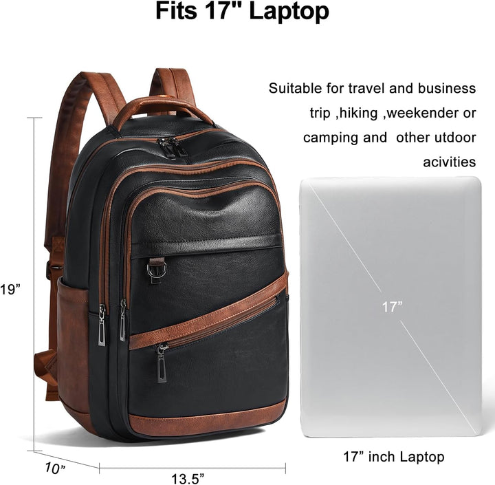 LATMAP Mochila de 43L para mujer: mochila de cuero vegano que se aj...