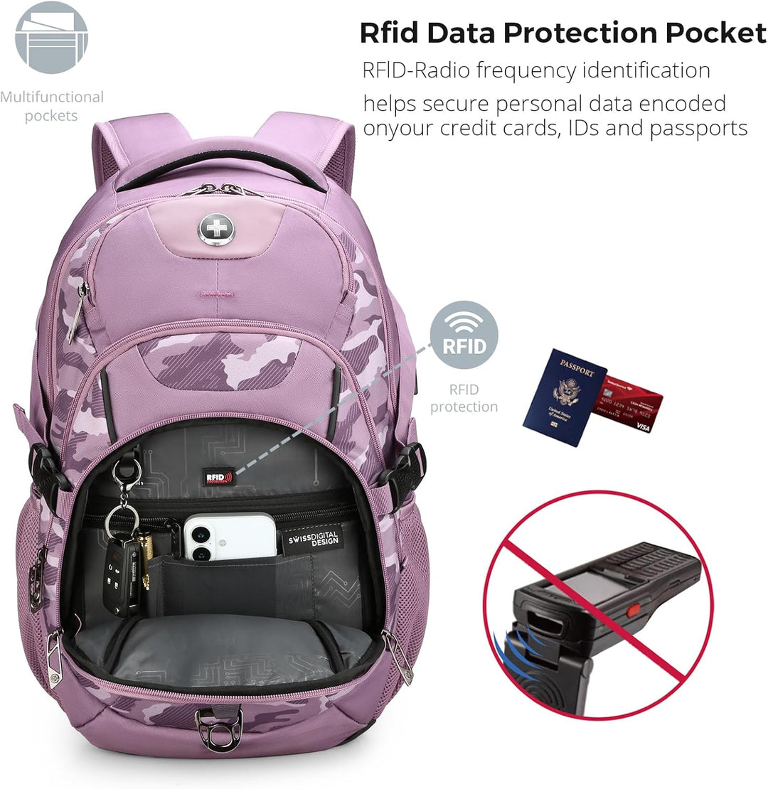 swissdigital Mochila para portátil de viaje de negocios, para hombr...
