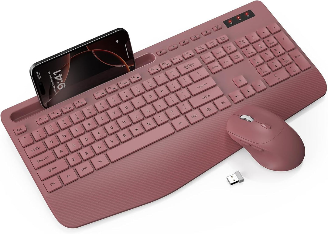 Combo de teclado y ratón inalámbrico - Teclado ergonómico de tamaño...