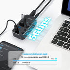 RSHTECH, hub USB 3.0 de 4 puertos, alimentado