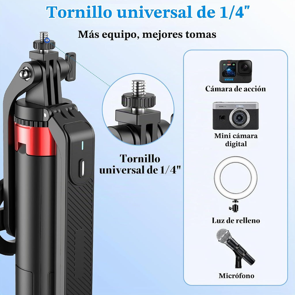 PlusAcc Trípode magnético para iPhone con control remoto recargable, 69"
