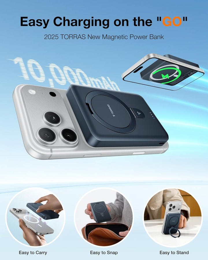 TORRAS EasyGo - Cargador portátil magnético de 10000 mAh para iPhon...