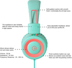 Auriculares para niños noot products K11, plegables, estéreo, sin enredos, cable de 1,5 m de largo, conector de 3,5 mm, cascos supraaurales con cable para iPad/Amazon Kindle, Fire/niños/niñas/escuela