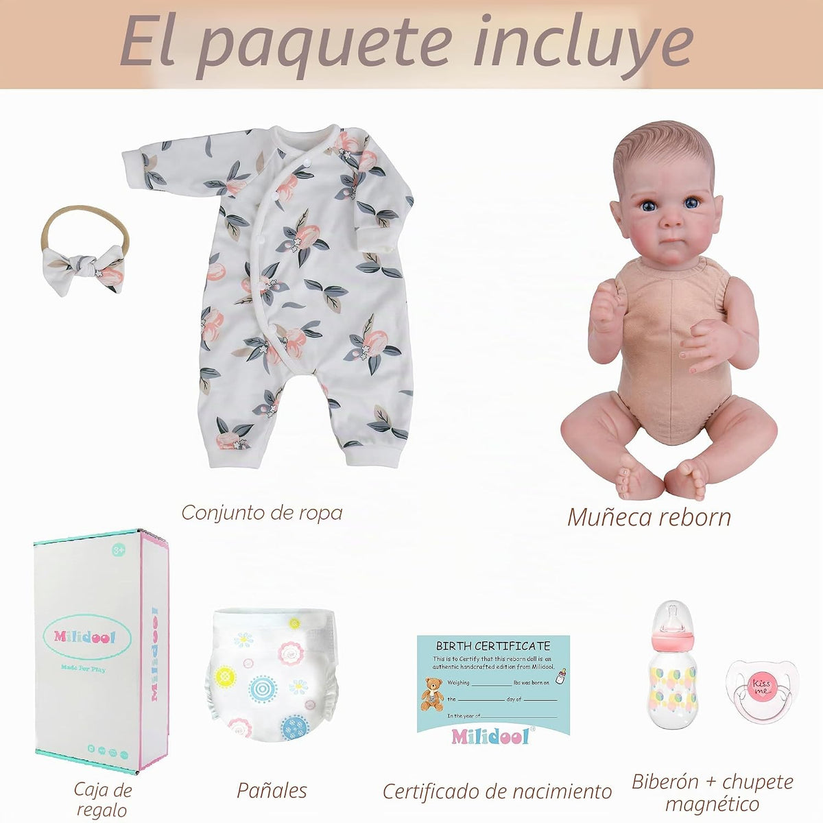 Muñecas de bebé recién nacidas realistas de 20 pulgadas con cuerpo posable, muñecas de bebé de la vida real con accesorios para niñas de más de 3 años, juegos de simulación, colección