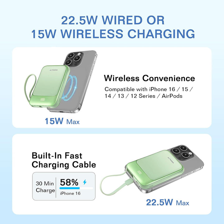 VONUV Banco de energía magnético de 10000mAh, cargador portátil ina...