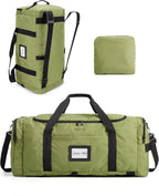 BAGSAMRT - Bolsa de lona plegable para viajes, bolsa de viaje para hombres, mochila de viaje 4 en 1, bolsa de transporte para fin de semana, Verde