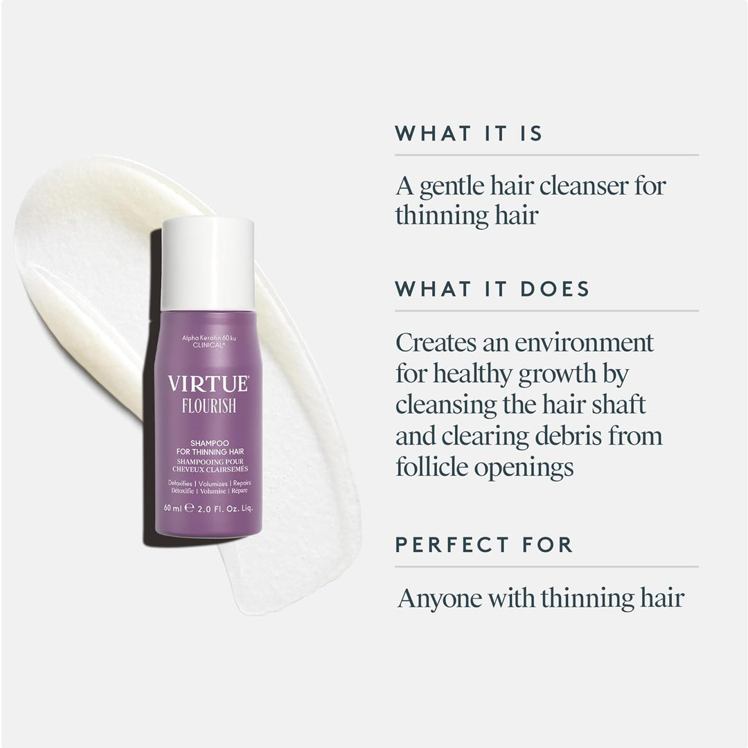 VIRTUE Flourish Champú sin sulfato para cabello fino, Producto para...