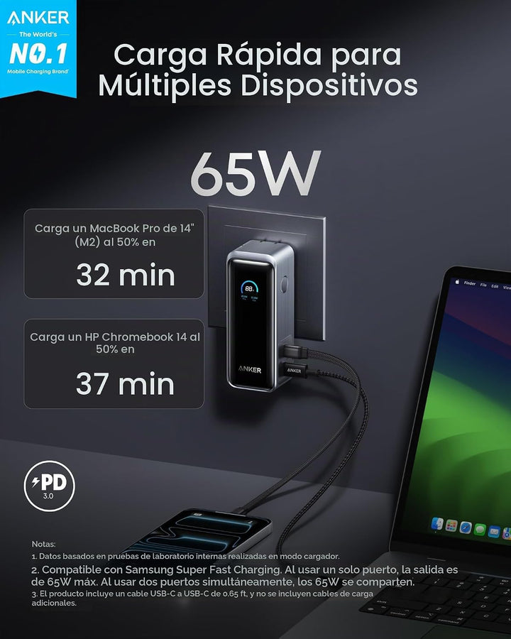 Anker Prime Power Bank, paquete de batería de 9,600 mAh con cargado...