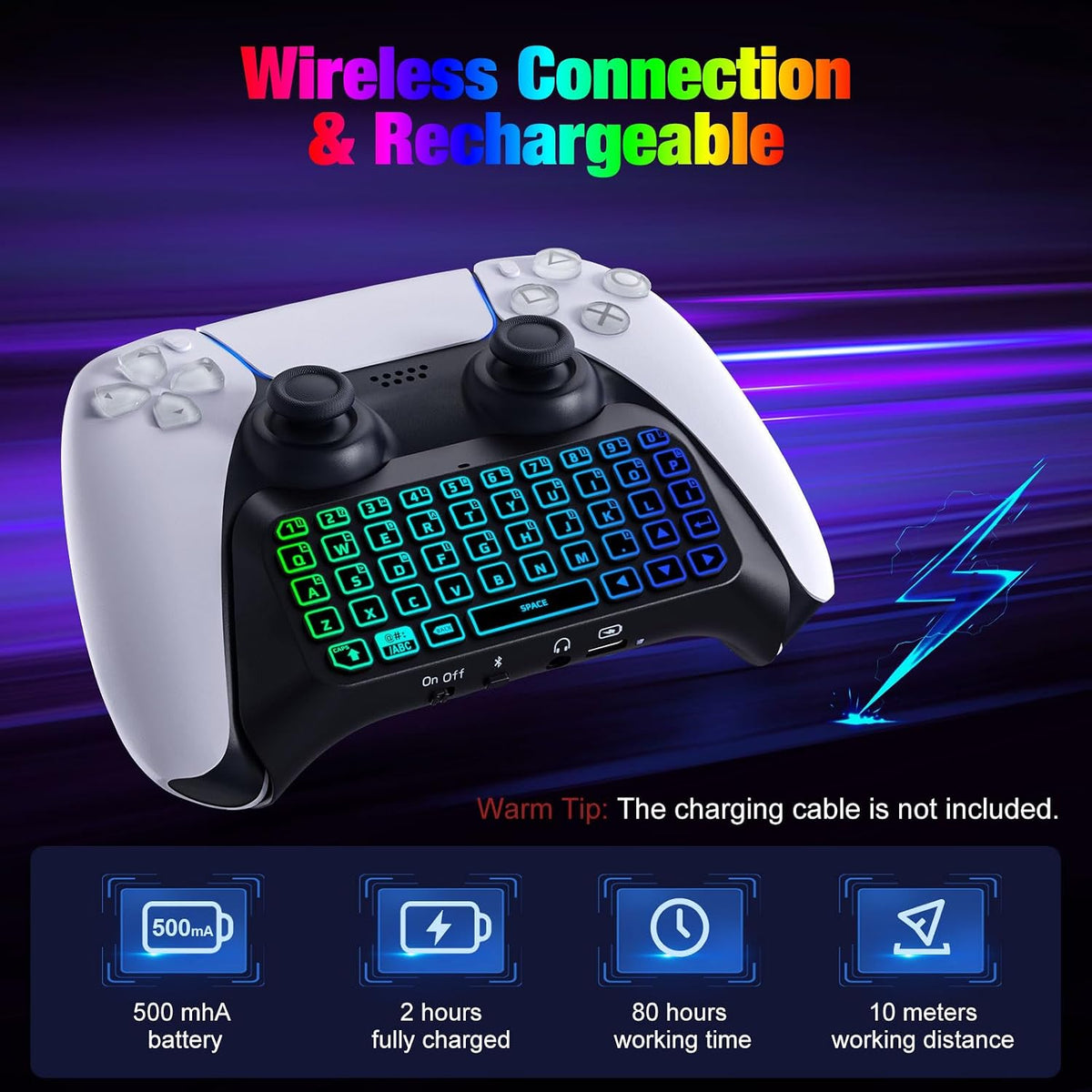 Teclado retroiluminado RGB MoKo para controlador PS5