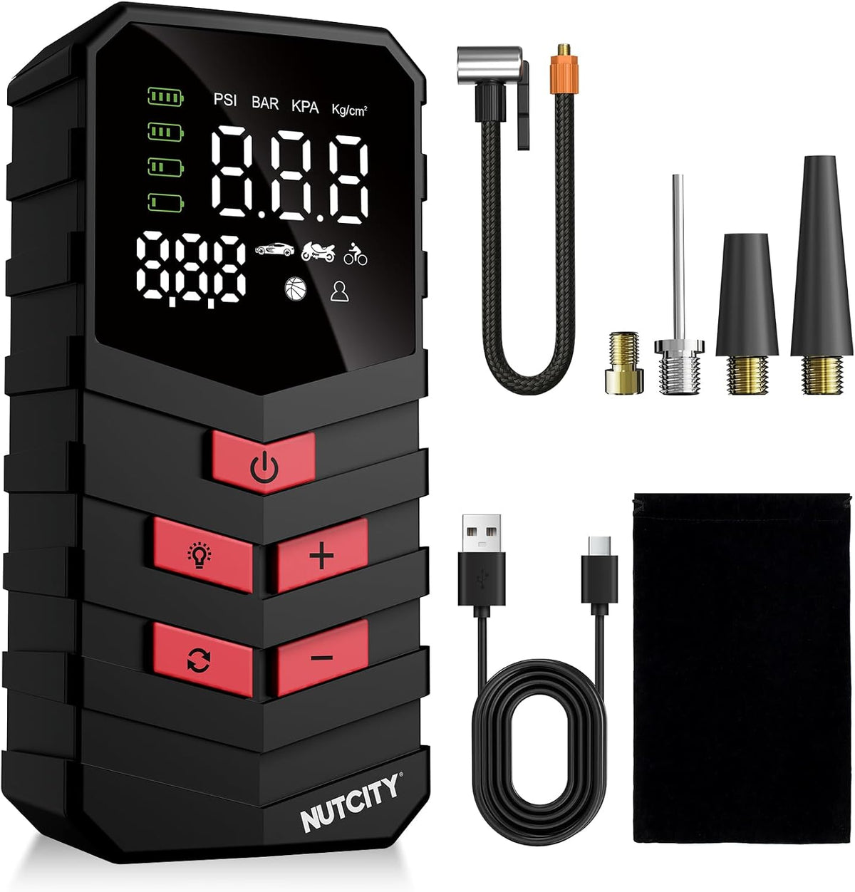 NUTCITY Compresor de aire portátil para neumáticos de automóvil, 16...