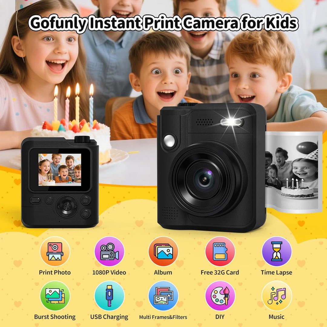 Gofunly Impresión instantánea de cámara para niños, juguete de cáma...