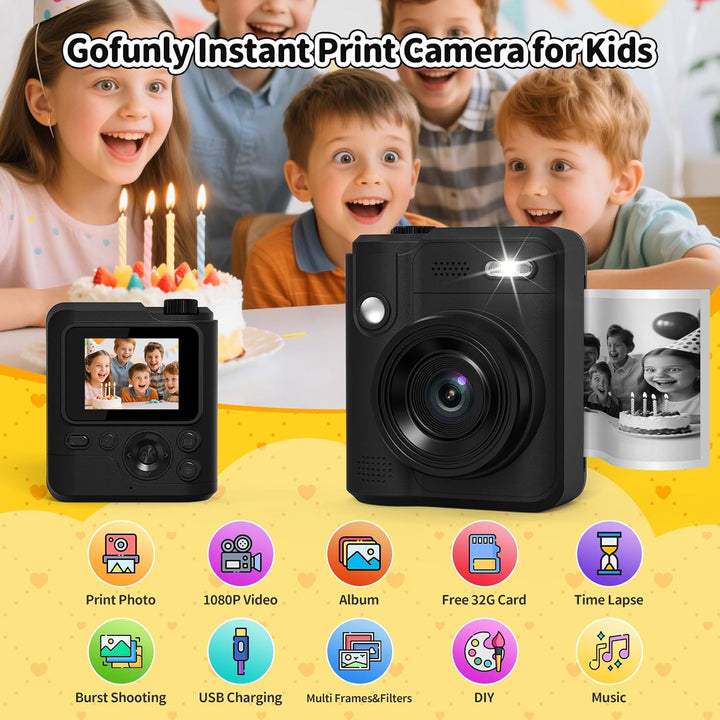 Gofunly Impresión instantánea de cámara para niños, juguete de cáma...