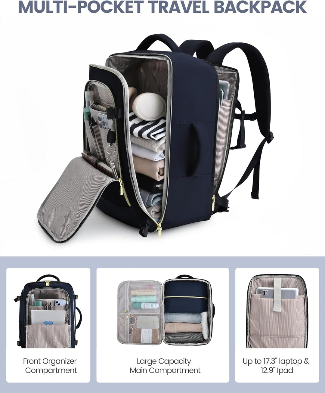 LOVEVOOK: Mochila de viaje para mujer, mochila de 40L para llevar e...