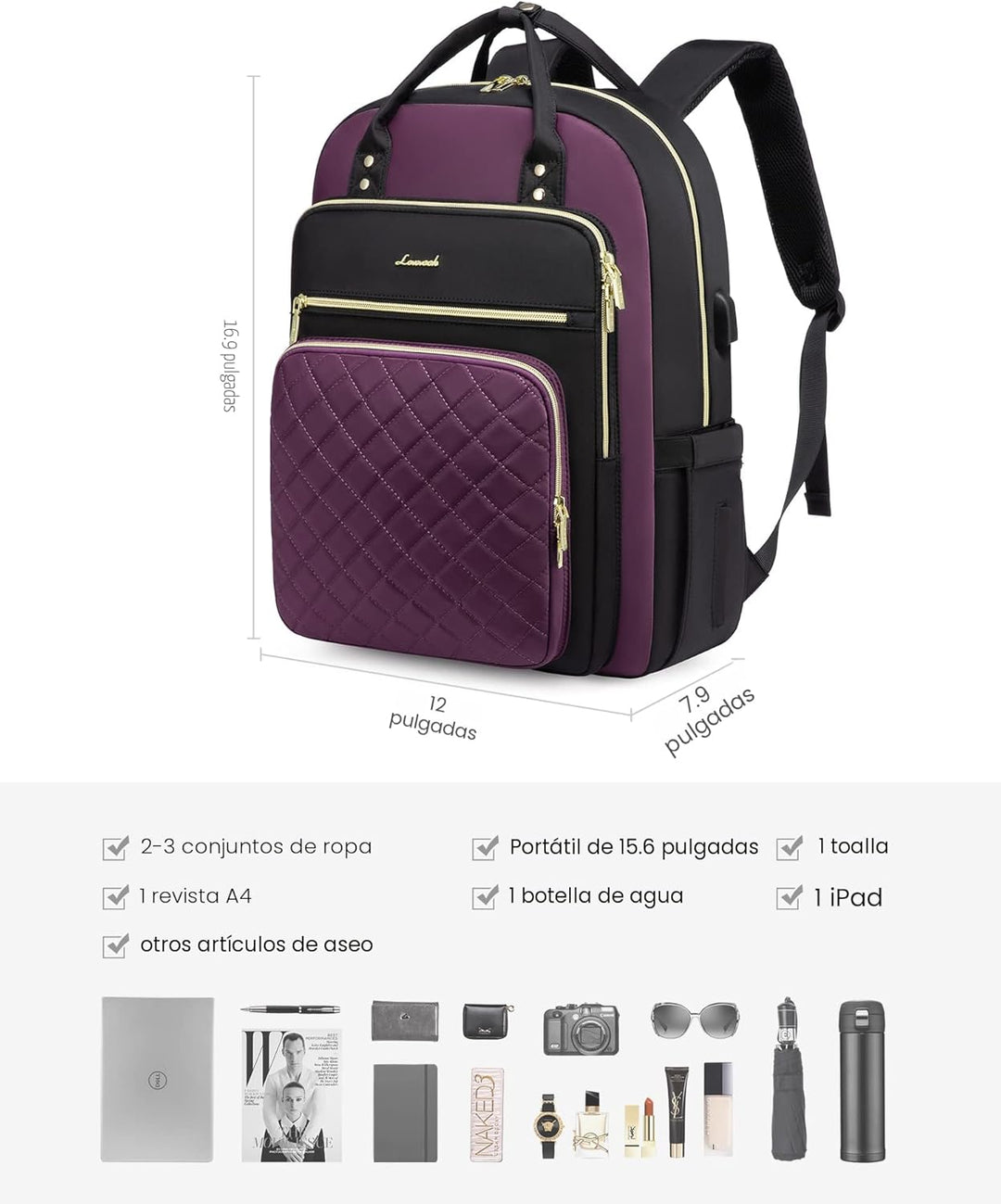 LOVEVOOK Mochila para computadora portátil para mujer, mochila para...