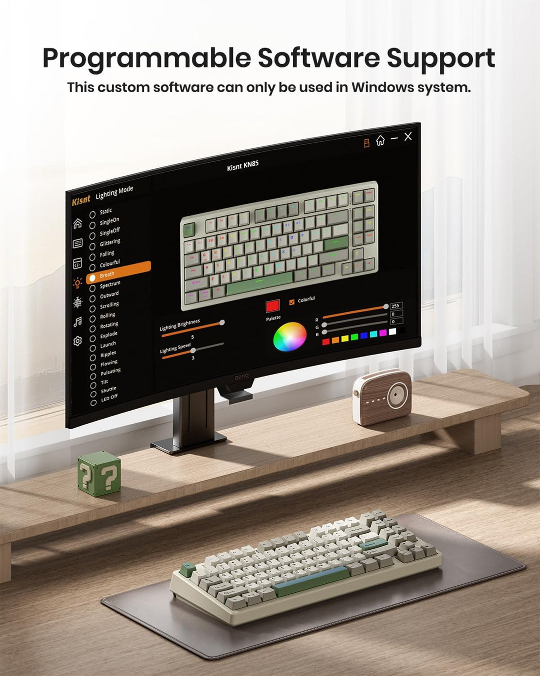 Kisnt Teclado mecánico inalámbrico KN85 para juegos, diseño del 75%...