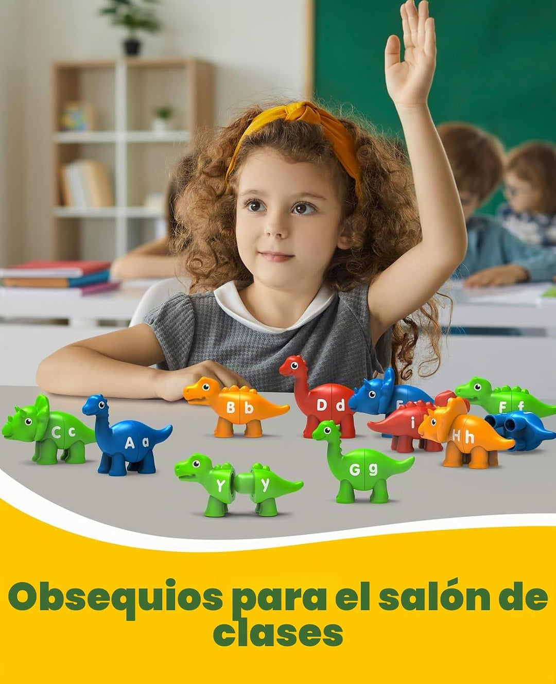 Edumoteso 26 piezas de juguetes de aprendizaje del alfabeto de dino...