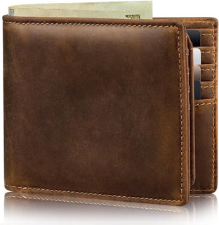 Plinvo Billetera plegable de piel auténtica para hombre con bloqueo...