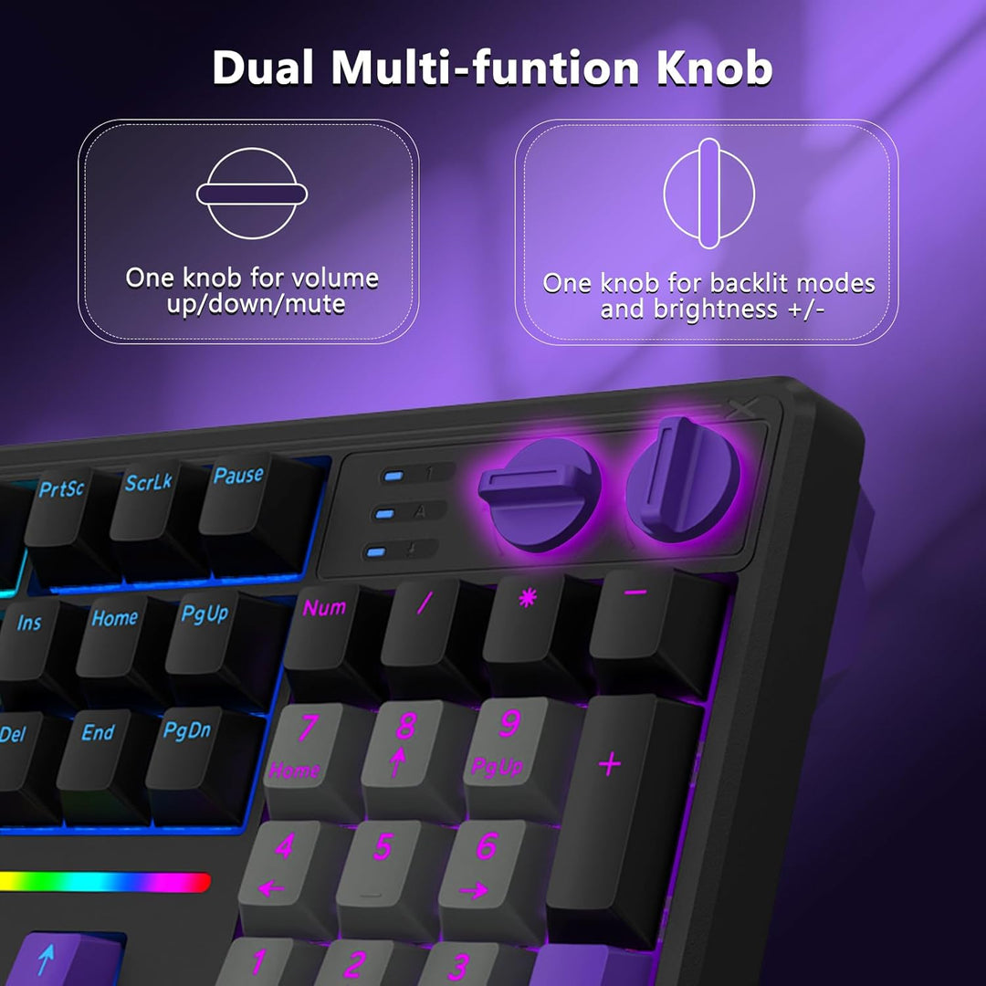E-YOOSO Teclado mecánico cremoso con cable, estructura de junta con...