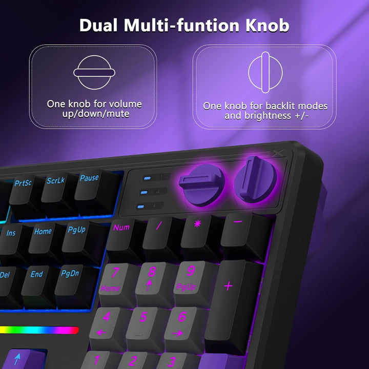 E-YOOSO Teclado mecánico cremoso con cable, estructura de junta con...