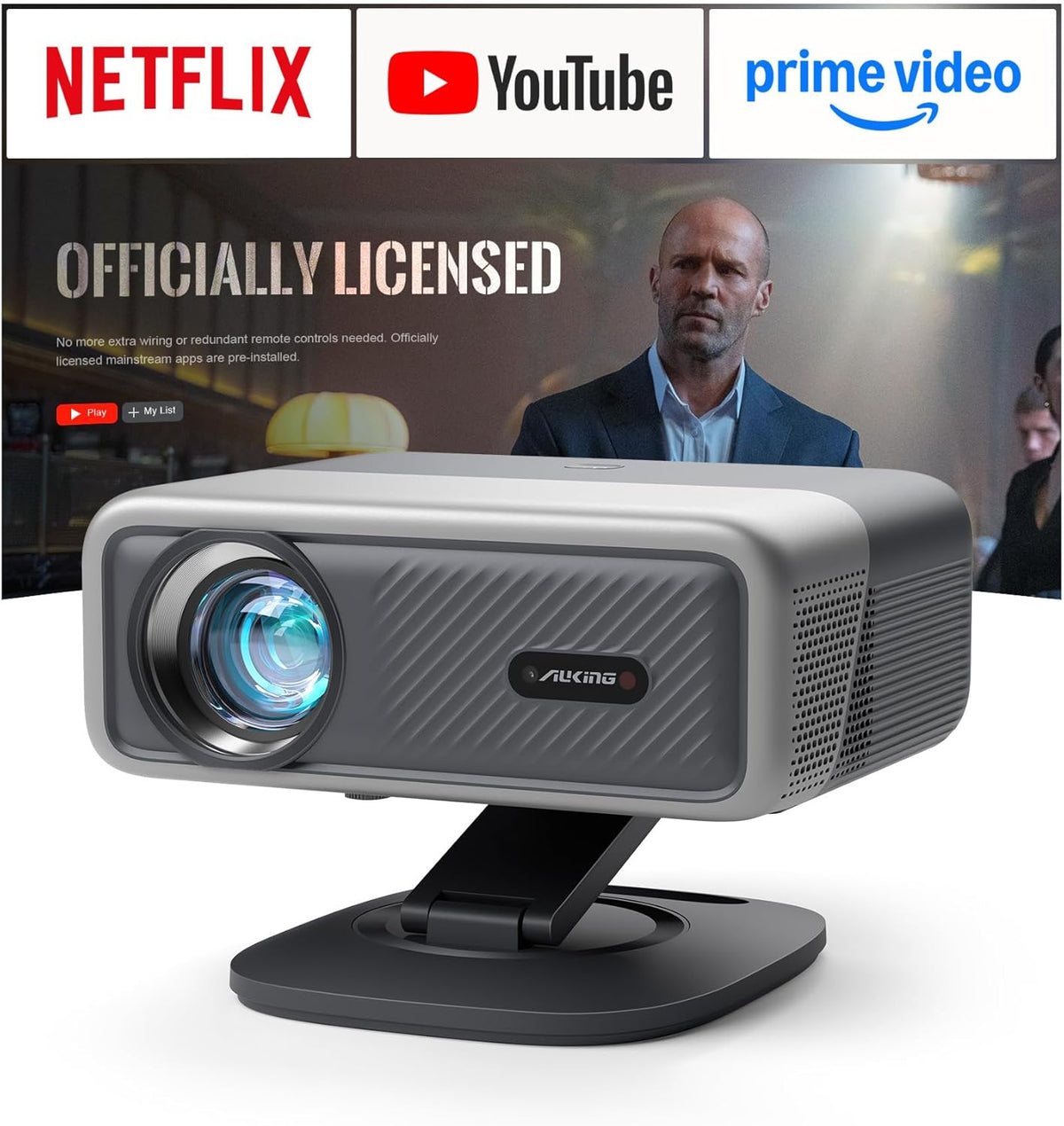 [Aplicación con licencia oficial y 2500 ANSI] Proyector 4K con WiFi...