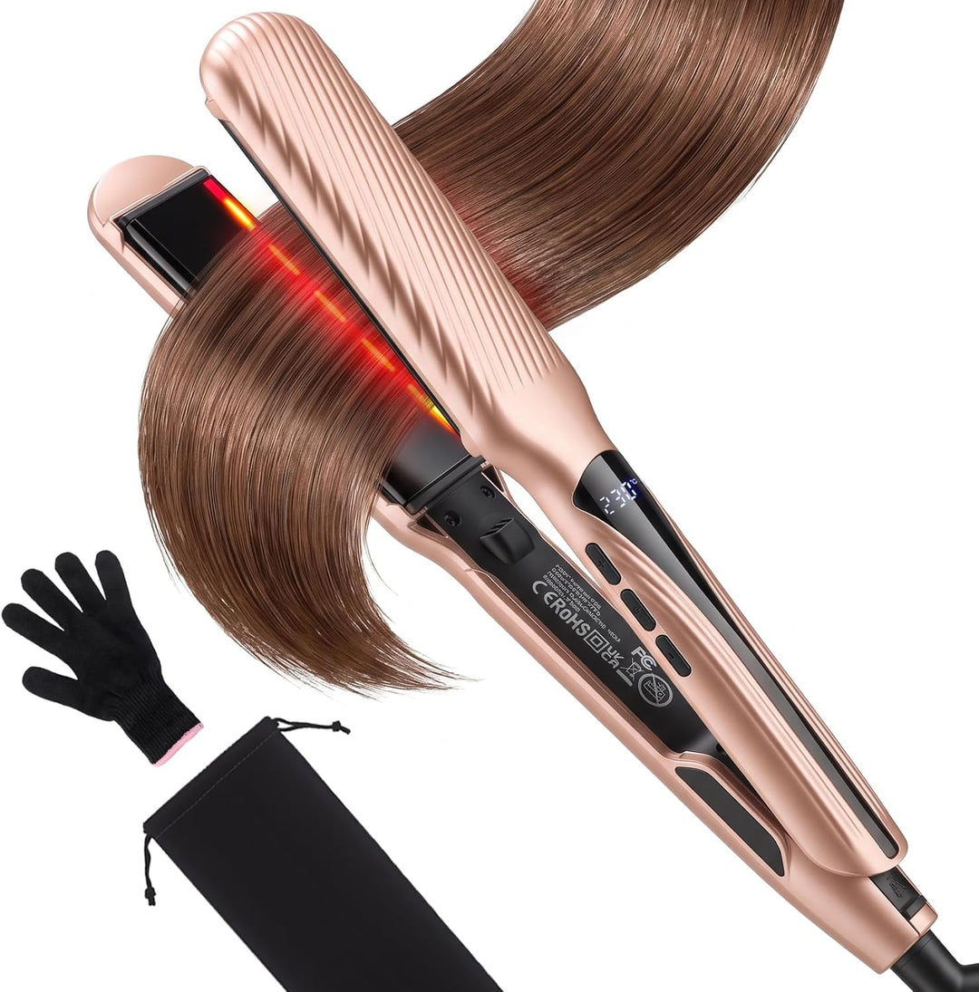YEGUBEGU Flat Iron Hair Straightener with 1.6" Infrared Ceramic Wid...