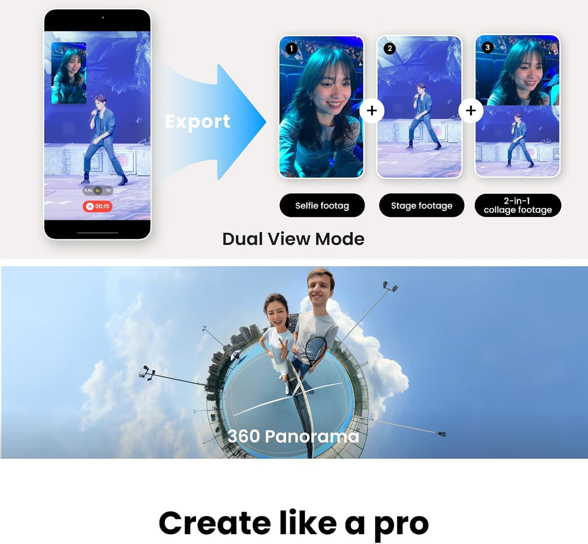 Insta360 Flow 2 Pro AI Tracker Bundle gris – Primer cardán de teléfono AI en la industria con Apple DockKit, seguimiento pionero de 360º panorámica, inclinación libre, trípode incorporado/palo selfie