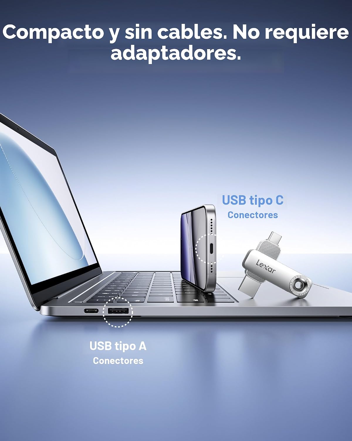 Lexar Unidad dual de estado sólido D50E de 256 GB, unidad flash USB...