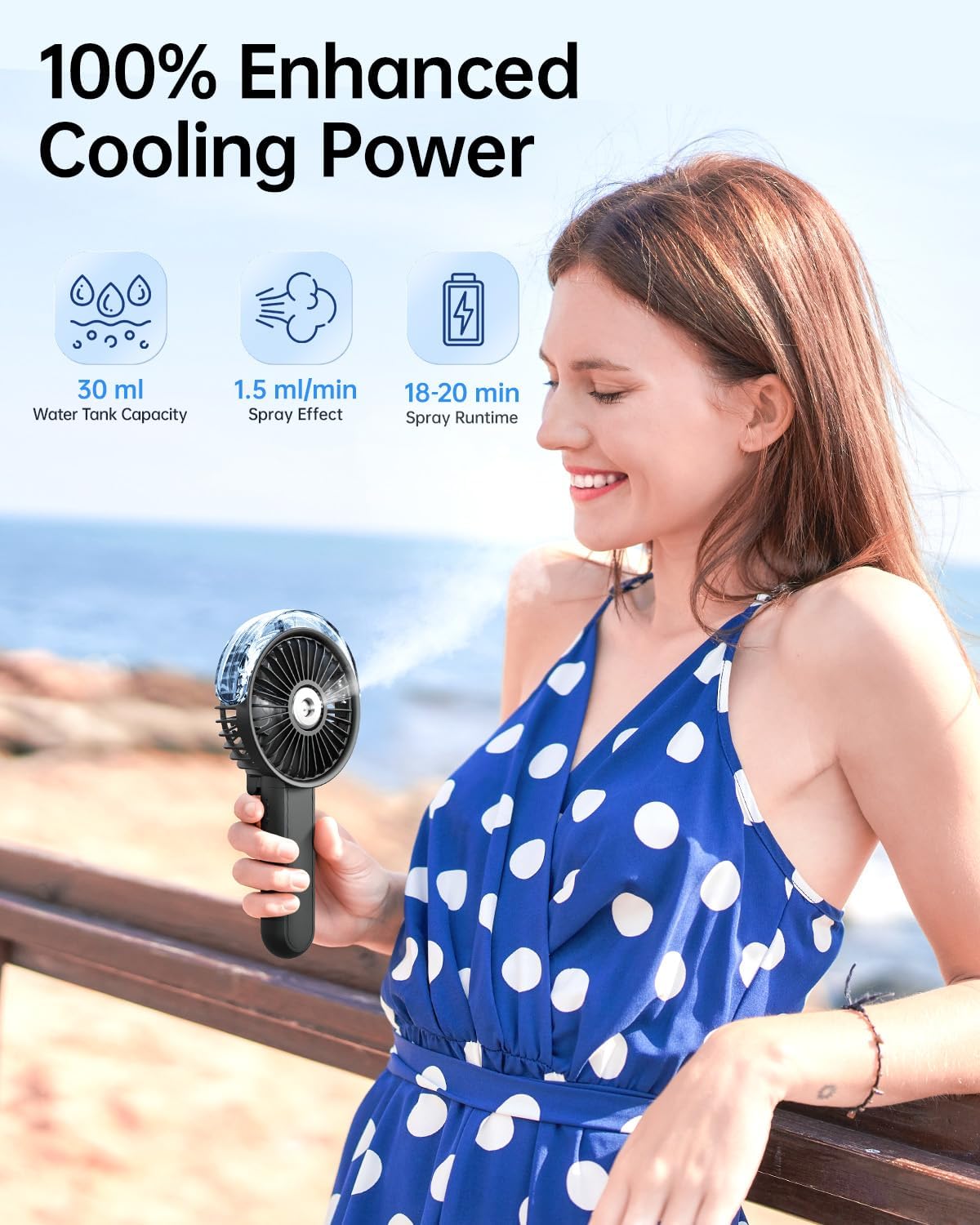 SWEETFULL Ventilador portátil de niebla - Ventilador personal de ma...