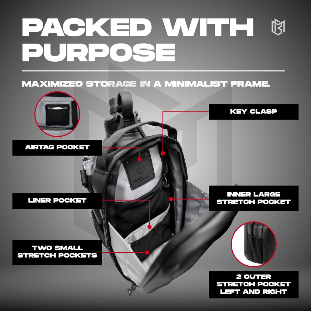 Bolsa magnética para botellas para hombres y mujeres, bolsa de gimnasio para gimnasio, viajes, trabajo y deportes, mantén tus artículos fuera del suelo sucio del gimnasio con accesorio magnético (negro)