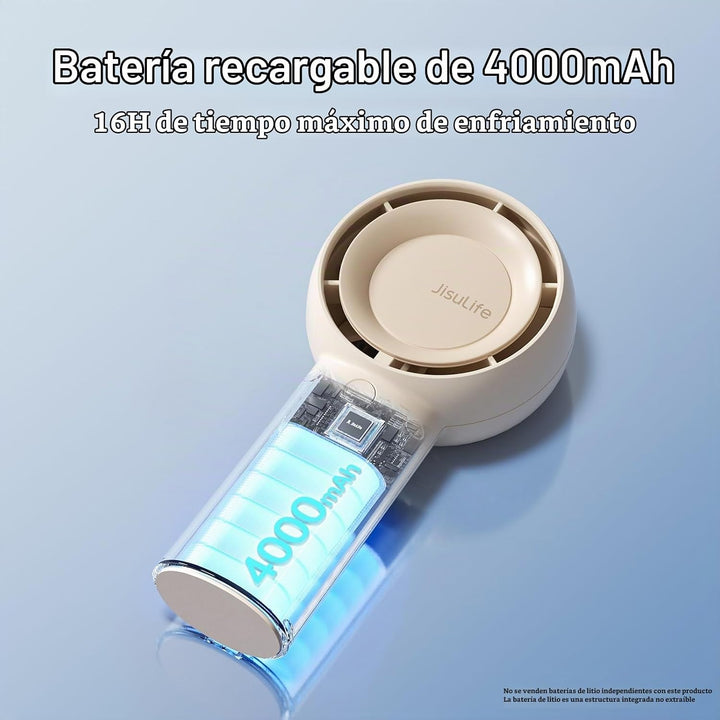 JISULIFE Ventilador turbo portátil portátil recargable 4000mAh 5 ve...