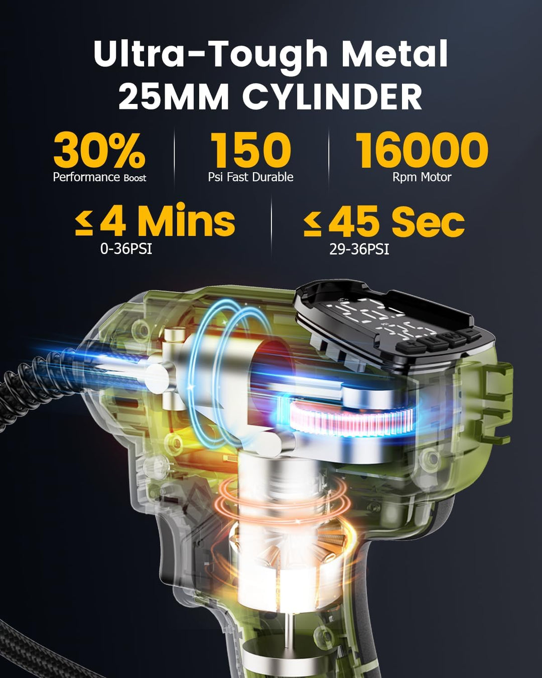 Compresor de aire portátil para neumáticos de automóvil con 2 bater...
