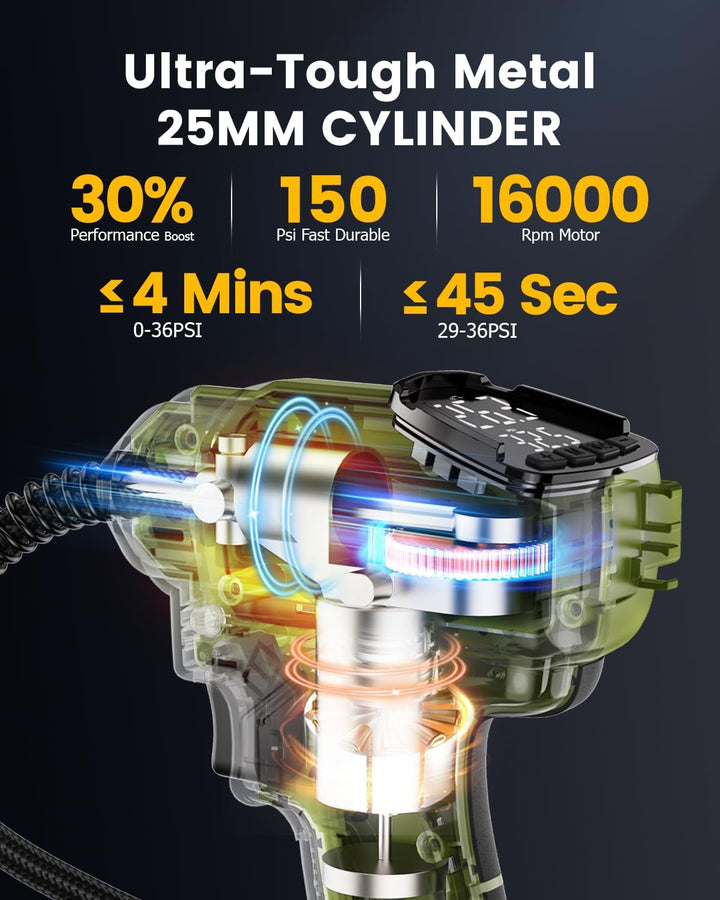 Compresor de aire portátil para neumáticos de automóvil con 2 bater...
