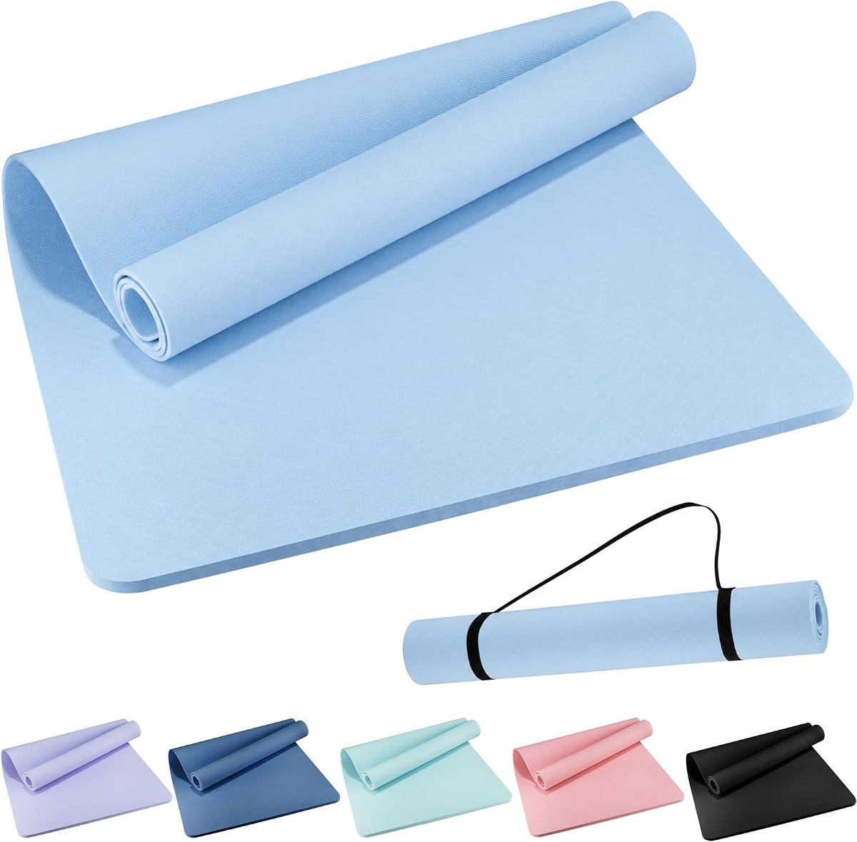 Tapete de yoga extra ancho de 72 x 32 pulgadas, tapete de ejercicio antideslizante de TPE para entrenamiento en casa, tapete de yoga grande de alta densidad de 0.236 pulgadas para hombres y
