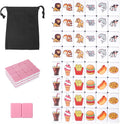 GRACIAS Juego de Mahjong de 2 jugadores, juego de fichas de Mahjong con 50 fichas rosas premium (30mm) con patrón de animales y alimentos, juego de Mahjong portátil con una bolsa de transporte