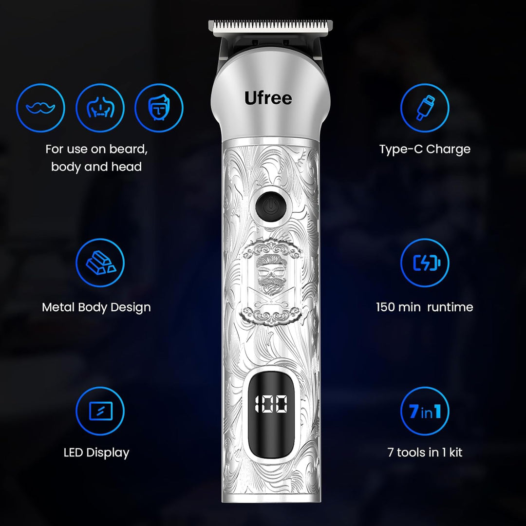 Ufree Recortadora de barba para hombres, afeitadora eléctrica 7 en...