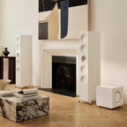 KEF KC92 - Subwoofer con cancelación de fuerza, color blanco brillante