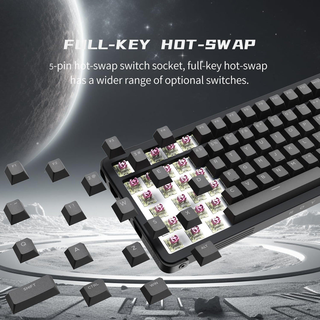 ROYALAXE - Teclado mecánico inalámbrico al 98%, BT\/2.4G\/USB-C Tri...