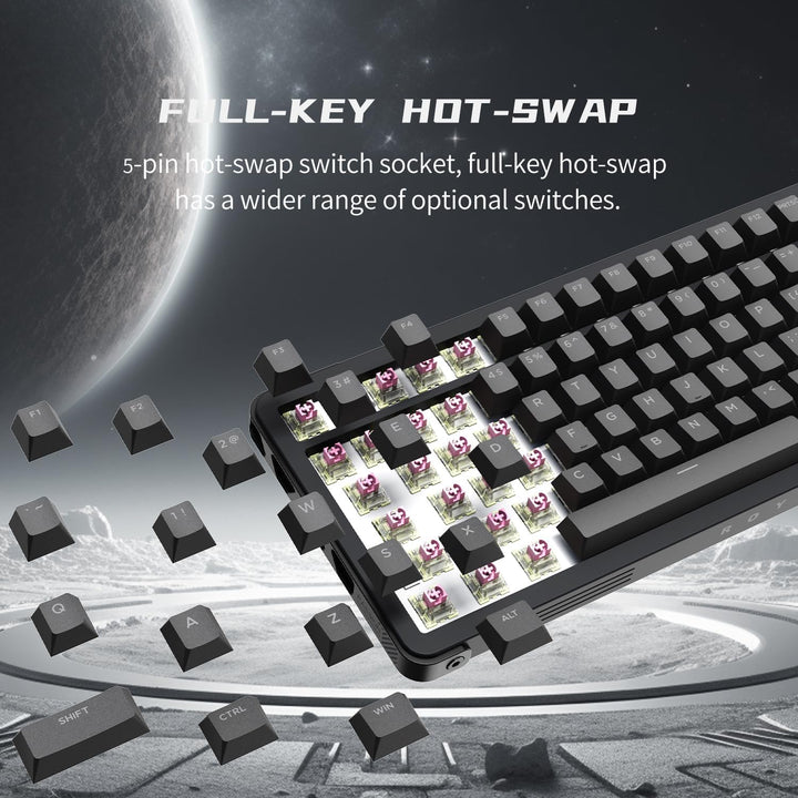 ROYALAXE - Teclado mecánico inalámbrico al 98%, BT\/2.4G\/USB-C Tri...
