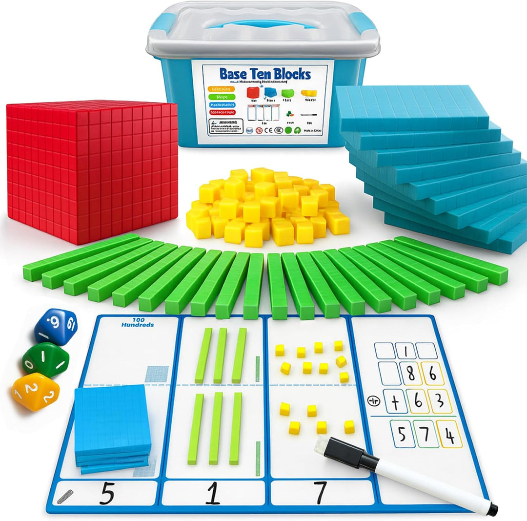 JUGGPENG Bloques base de diez para matemáticas bloques de
