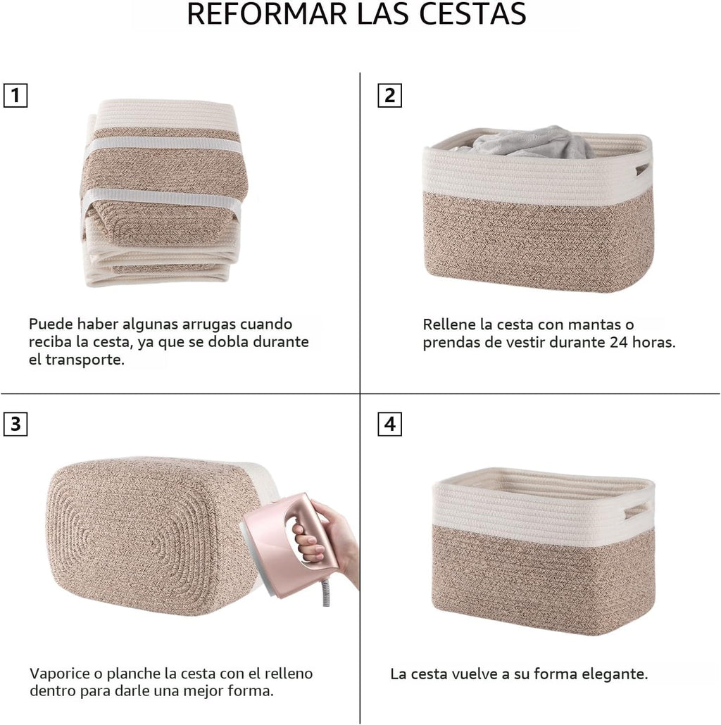 Paquete de 4 cestas de almacenamiento para organizar, cestas tejidas para estantes, perfectas para juguetes, libros, toallas y ropa, cestas de regalo duraderas, almacenamiento de juguetes