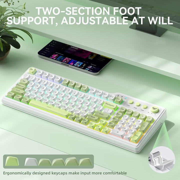 Aula F3099 - Teclado inalámbrico con perilla multimedia, triple mod...