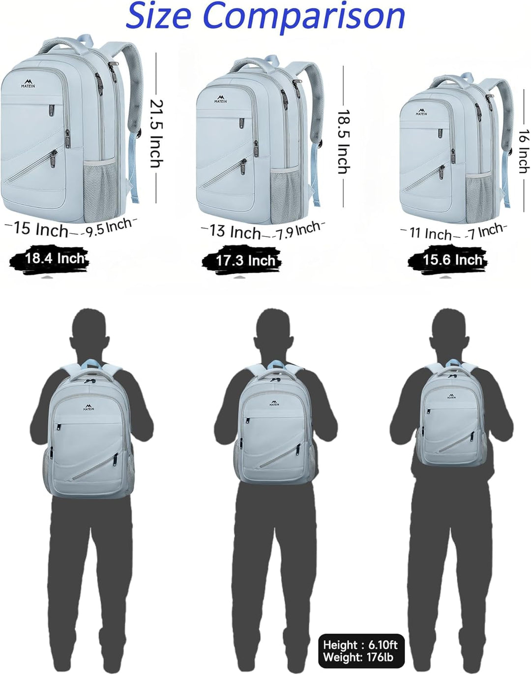 MATEIN Mochila para laptop de 17 pulgadas, mochila grande de trabaj...