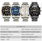 OLEVS Relojes de Oro para Hombres Reloj de Pulsera de Lujo a Prueba de Agua Gran Cara Elegante Acero Inoxidable Analógico Cuarzo Fecha Cronógrafo Luminoso Lectura Fácil Relojes de Negocios Regalos para Hombres Graduación