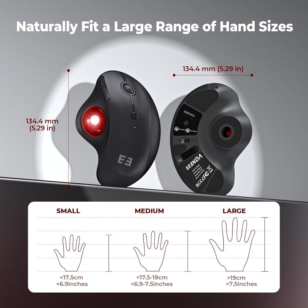 seenda Ratón de Trackball inalámbrico, mouse ergonómico Bluetooth R...