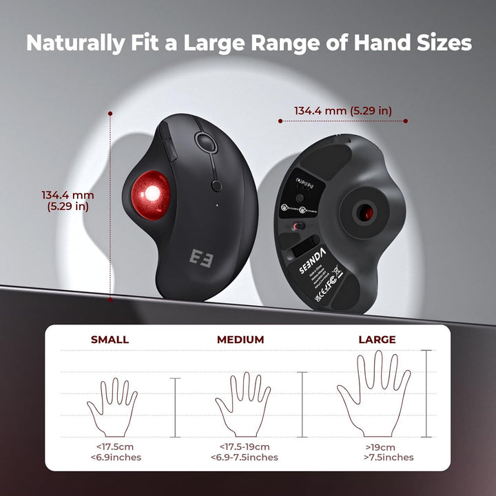 seenda Ratón de Trackball inalámbrico, mouse ergonómico Bluetooth R...