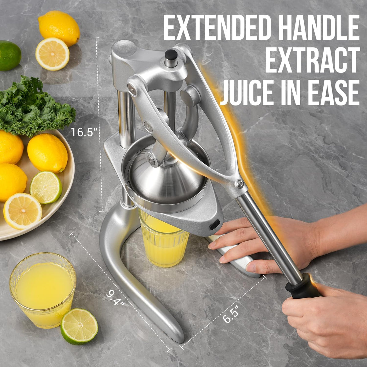 Exprimidor manual, prensa fácil del jugo del acero inoxidable del apretón para las frutas cítricas
